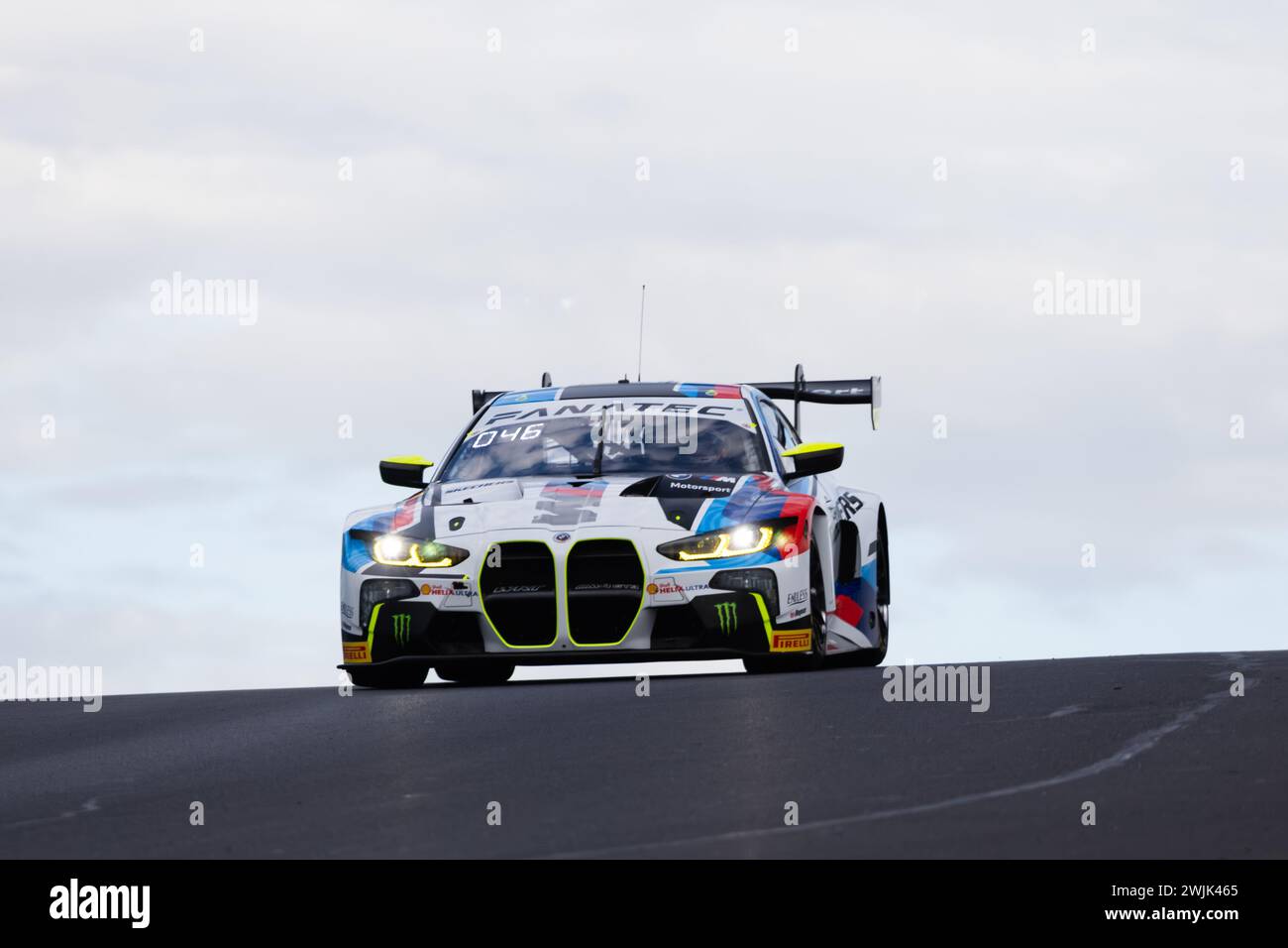 Bathurst, Australien, 16. Februar 2024. Car 46 BMW M Team WRT BMW M4 GT3 V.Rossi/M.Martin/Marciello A-Pro während des Freitagstrainings beim Repco Bathurst 12 Hour auf dem Mount Panorama Circuit am 16. Februar 2024 in Bathurst, Australien. Quelle: Ivica Glavas/Speed Media/Alamy Live News Stockfoto