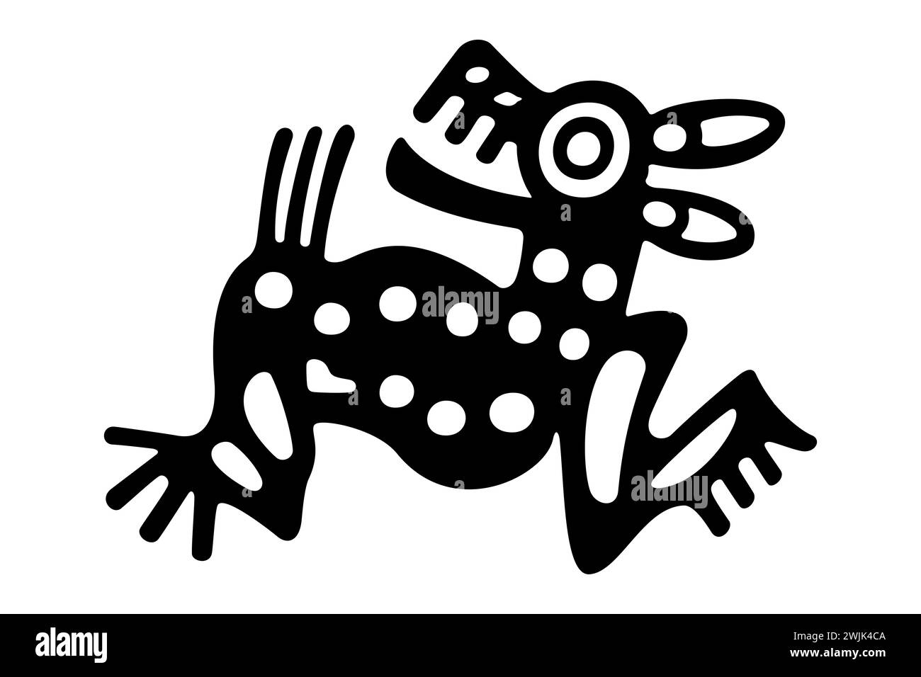 Hirschsymbol des alten Mexiko. Aztekische Tonstempelmotiv mit einem Mazatl, wie es im präkolumbianischen Veracruz gefunden wurde. 7. Tag Zeichen des aztekischen Kalenders. Stockfoto