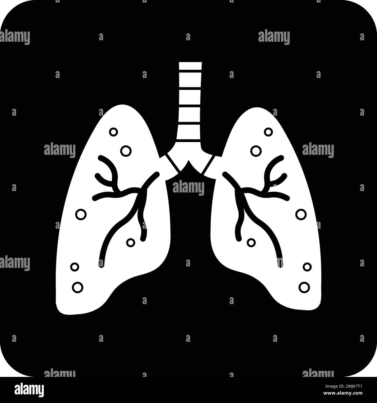 Bild des Atmungssymbols in schwarzer und weißer, flacher Vektorgrafik Stock Vektor