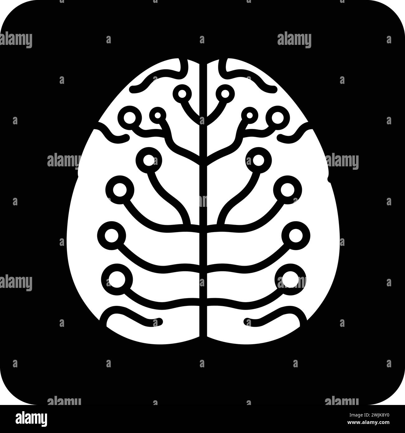Schwarze und weiße flache Vektorillustration des Neurologie-Symbols Stock Vektor
