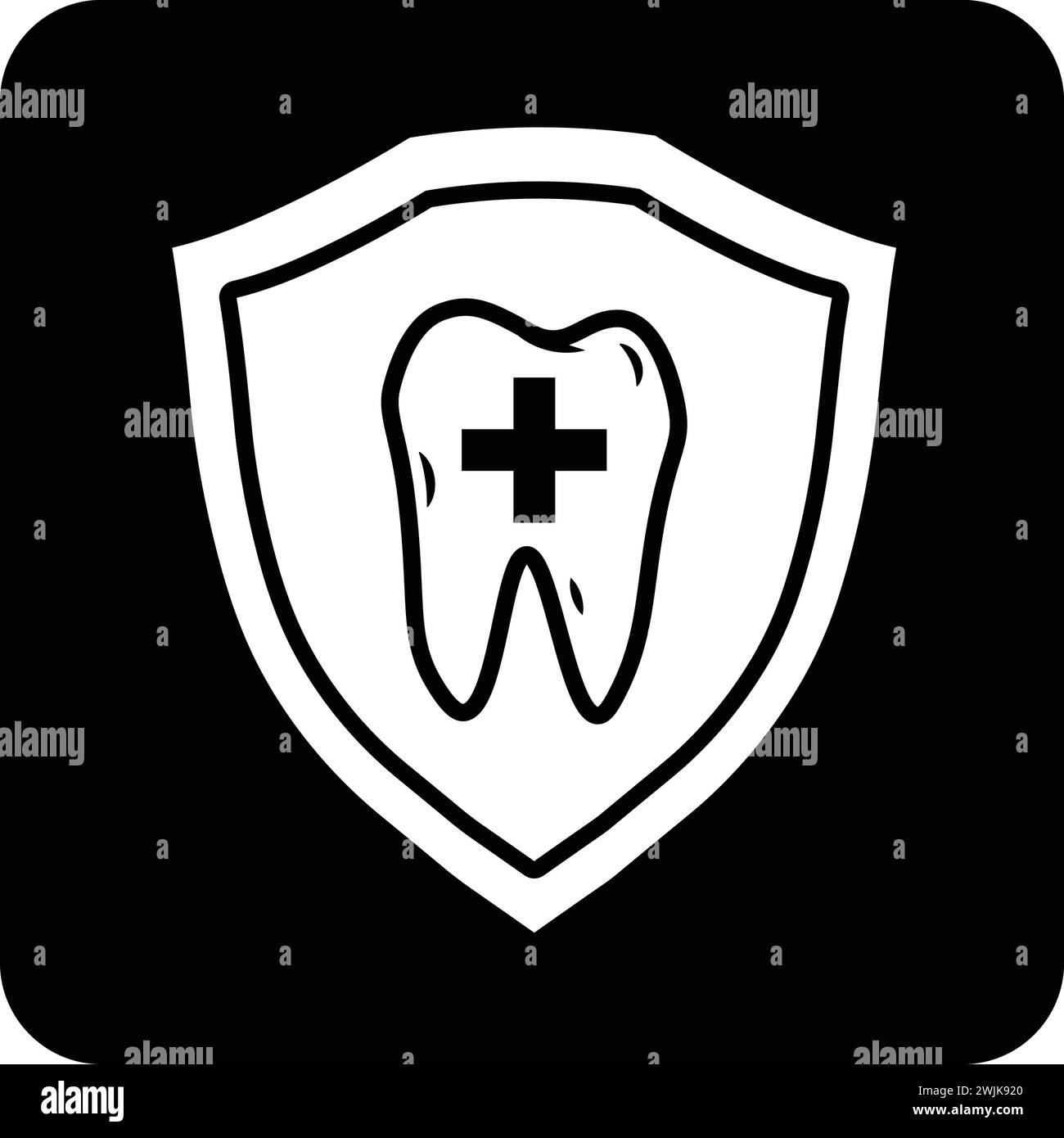 Dentalsymbol schwarz-weiße flache Vektorillustration Stock Vektor
