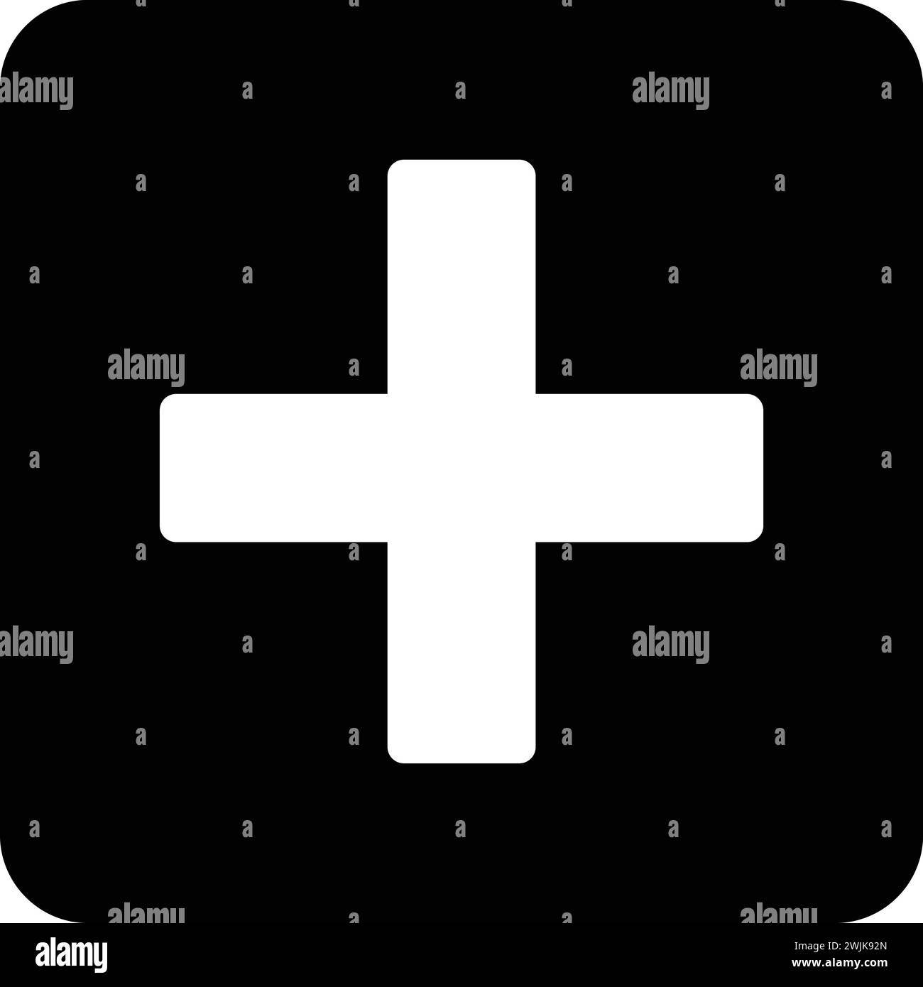 Notfall-Kreuz-Symbol Schwarz-weiß flache Vektor-Illustration Stock Vektor