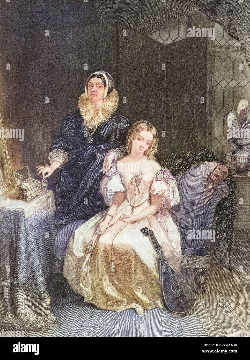 Juliet und ihre Amme. Illustration zu dem Stück Romeo und Julia von William Shakespeare, Historisch, digital restaurierte Reproduktion von einer Vorlage aus dem 19. Jahrhundert, Datum nicht angegeben Stockfoto