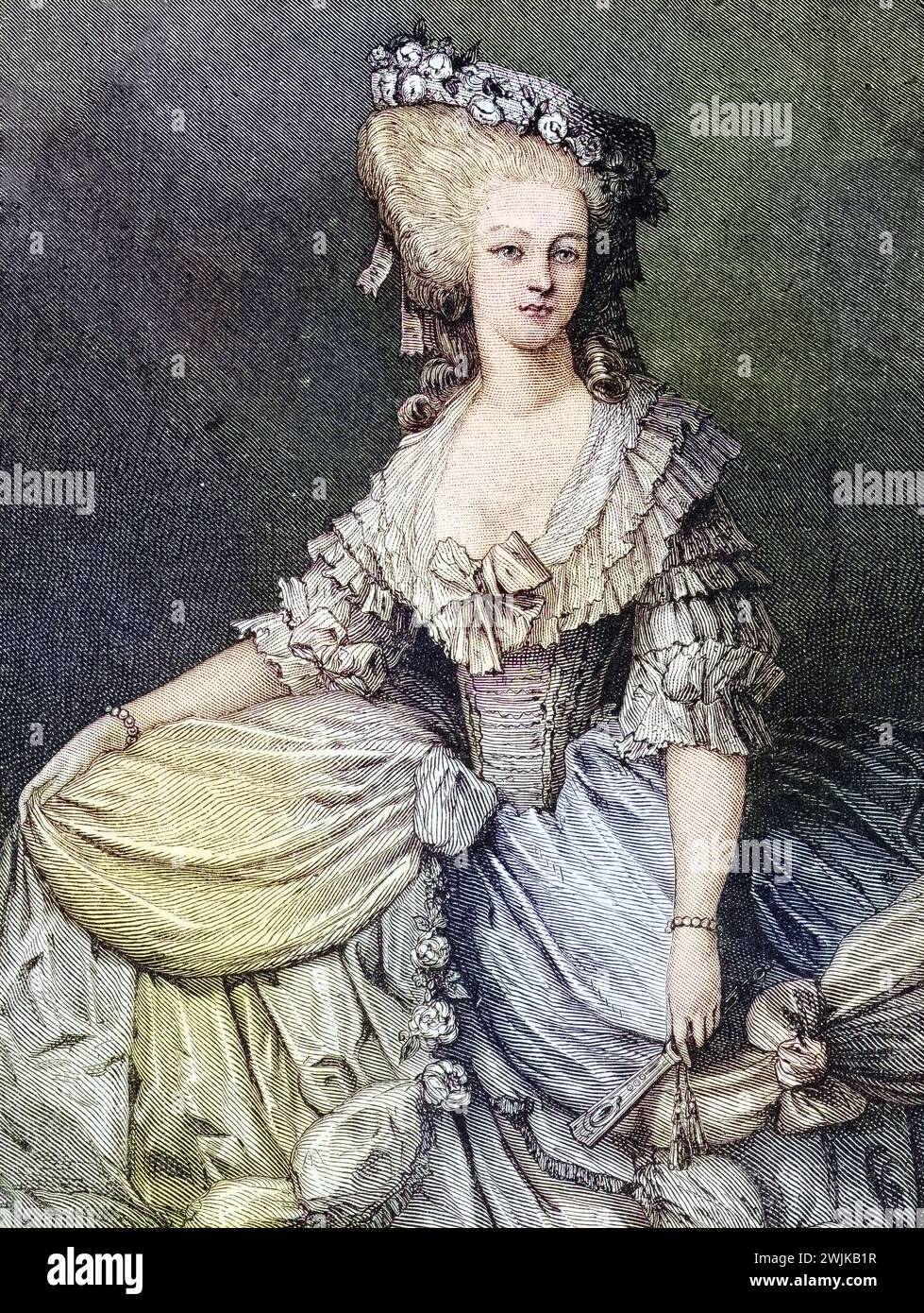 Marie-Louise von Savoyen (geb. 8. September 1749 in Turin; Std. 3. September 1792 in Paris) war eine geborene Prinzessin von Savoyen, Historisch, digital restaurierte Reproduktion von einer Vorlage aus dem 19. Jahrhundert, Datum nicht angegeben Stockfoto