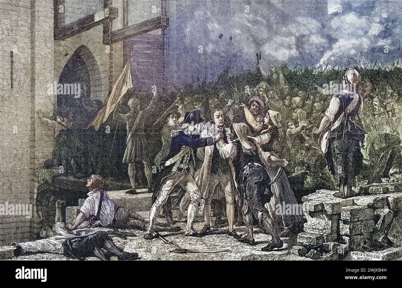Die Einnahme der Bastille, 14. Juli 1789, Frankreich, Historisch, digital restaurierte Reproduktion von einer Vorlage aus dem 19. Jahrhundert, Datum nicht angegeben Stockfoto
