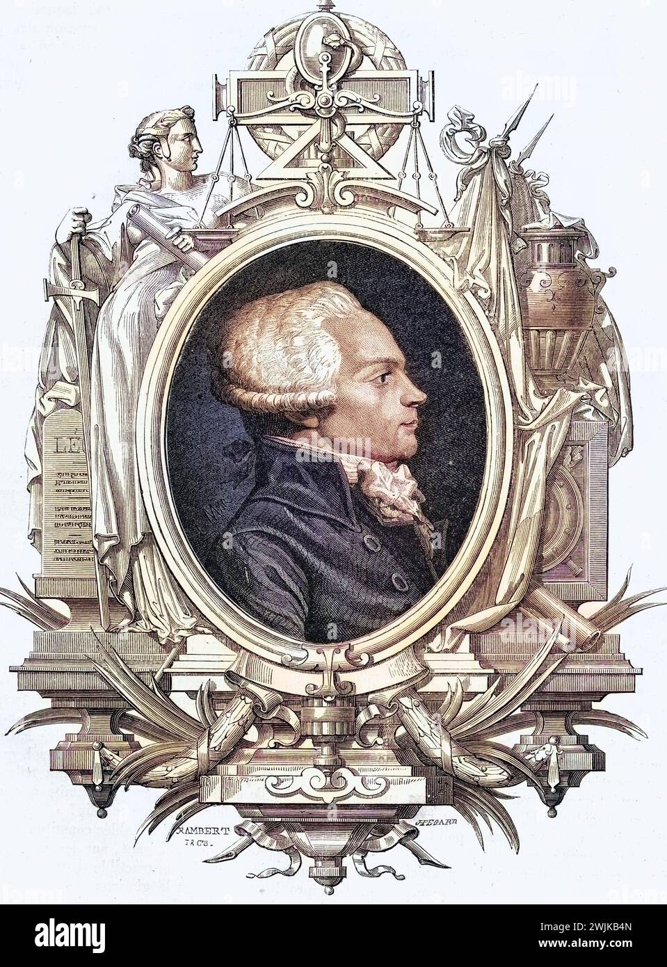 Maximilien Robespierre, 1758-1794, Anführer der Jakobiner während der Französischen Revolution, Historisch, digital restaurierte Reproduktion von einer Vorlage aus dem 19. Jahrhundert, Datum nicht angegeben Stockfoto