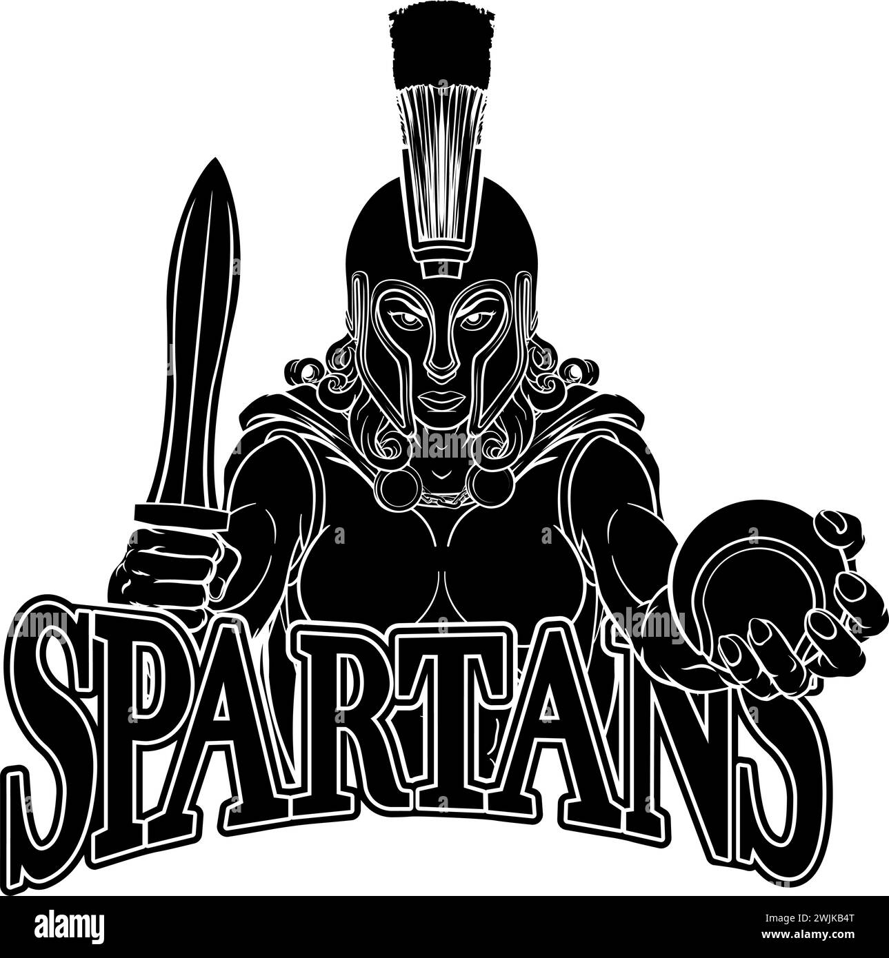 Spartan Trojan Gladiator Tennis Kriegerin Stock Vektor
