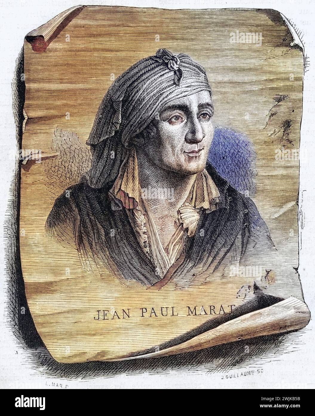 Jean-Paul Marat, 1743-1793. Französischer Politiker, Arzt und Journalist, Historisch, digital restaurierte Reproduktion von einer Vorlage aus dem 19. Jahrhundert, Datum nicht angegeben Stockfoto