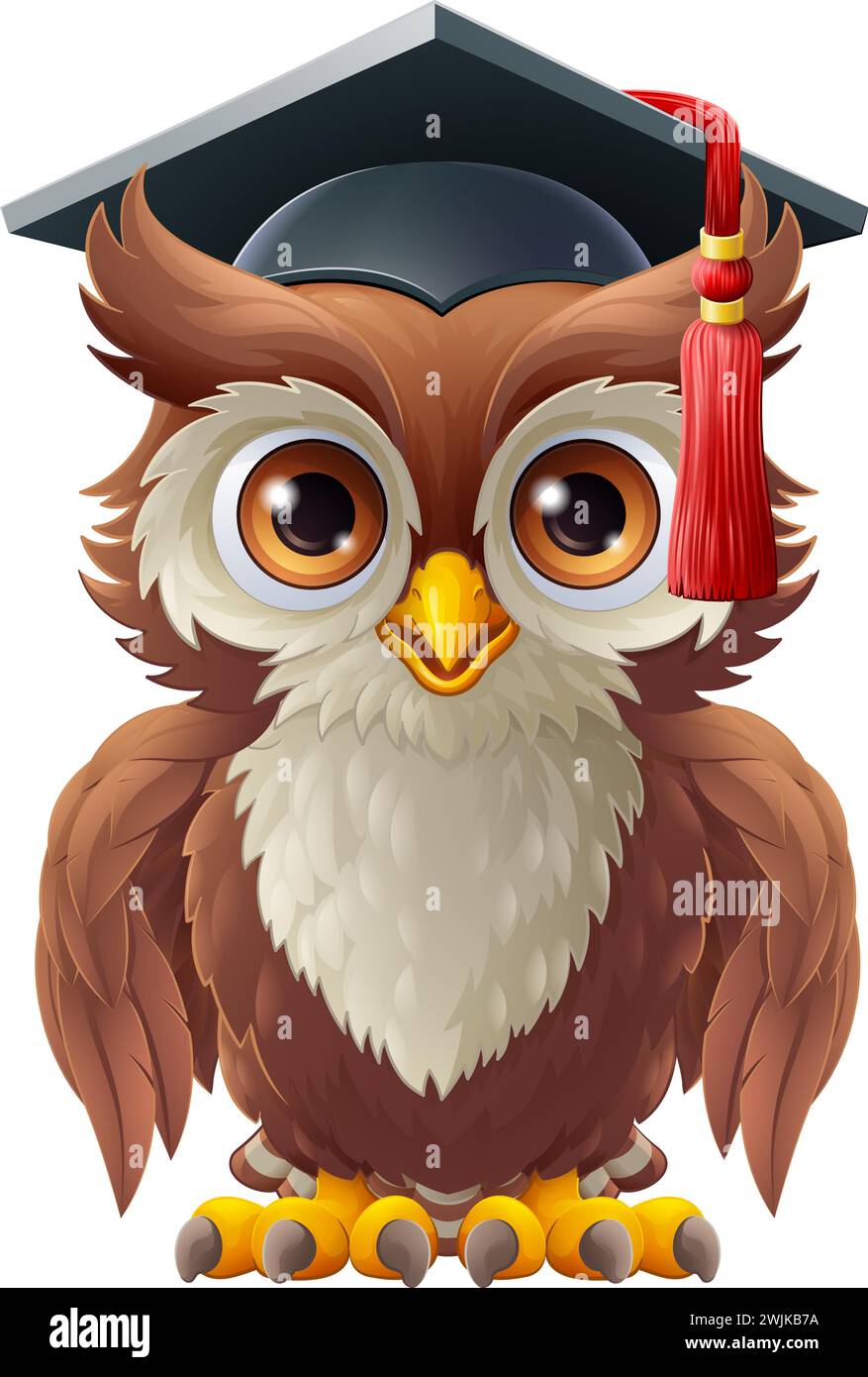 Wise Owl Bird Cartoon-Professor Für Den Abschluss Stock Vektor