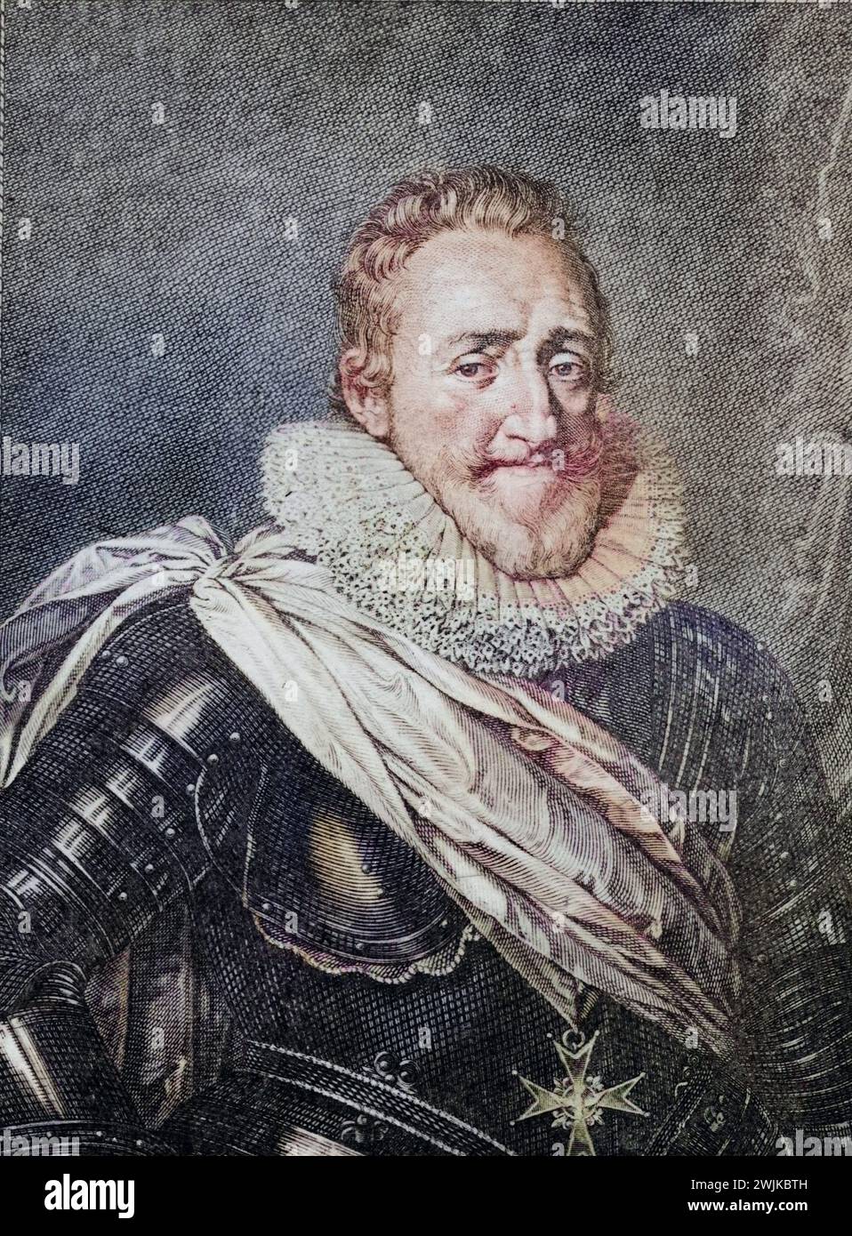 Heinrich IV. Alias Heinrich von Navarra oder Bourbon, 1553–1610, König von Navarra (als Heinrich III.) 1572–89, erster Bourbon-König von Frankreich, 1589–1610. Fotoätzung von einem alten Porträt. Aus dem Buch Lady Jacksons Werk, 1899, Historisch, digital restaurierte Reproduktion von einer Vorlage aus dem 19. Jahrhundert, Datum nicht angegeben Stockfoto