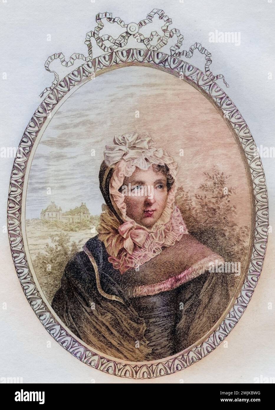 Jeanne Louise Henriette Campan, Madame Campan, 1752-1822. Französische Pädagogin, Begleitung von Marie-Antoinette. Er wurde von Napoleon zum Leiter einer Schule in Ecouen für die verwaisten Töchter der Ehrenlegion ernannt. Ätzen von Mercier. Aus dem Buch Lady Jacksons Werk, 189, Historisch, digital restaurierte Reproduktion von einer Vorlage aus dem 19. Jahrhundert, Datum nicht angegeben Stockfoto