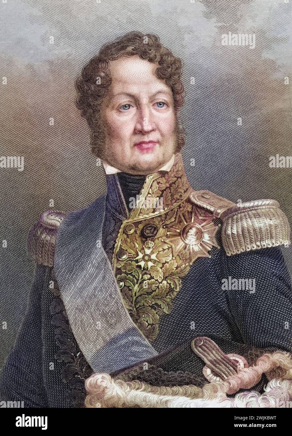 Louis Philippe, 1773-1850. Herzog von Orleans, Herzog von Chartres, König der Franzosen (1830–1848). Stich aus dem Gemälde von Philippoteaux. Aus dem Buch Lady Jacksons Werk, 1899 XIV The Court of the Tuileries II' veröffentlichte London 1899., Historisch, digital restaurierte Reproduktion von einer Vorlage aus dem 19. Jahrhundert, Datum nicht angegeben Stockfoto