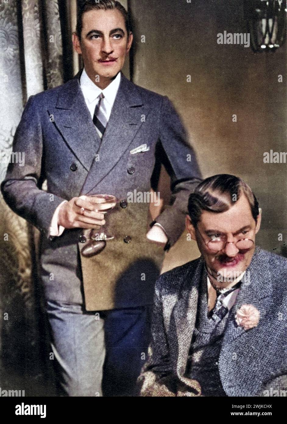 John (1882–1942) und Lionel (1878–1954) Barrymore, amerikanischer Bühnenschauspieler und Filmschauspieler, Brüder von Ethel Barrymore, Historisch, digital restaurierte Reproduktion von einer Vorlage aus dem 19. Jahrhundert, Datum nicht angegeben Stockfoto