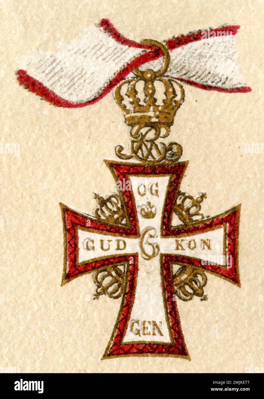 Order of Danebrog, Dänemark, (Enzyklopädie, 1888), Danebrog-Orden, Dänemark Stockfoto