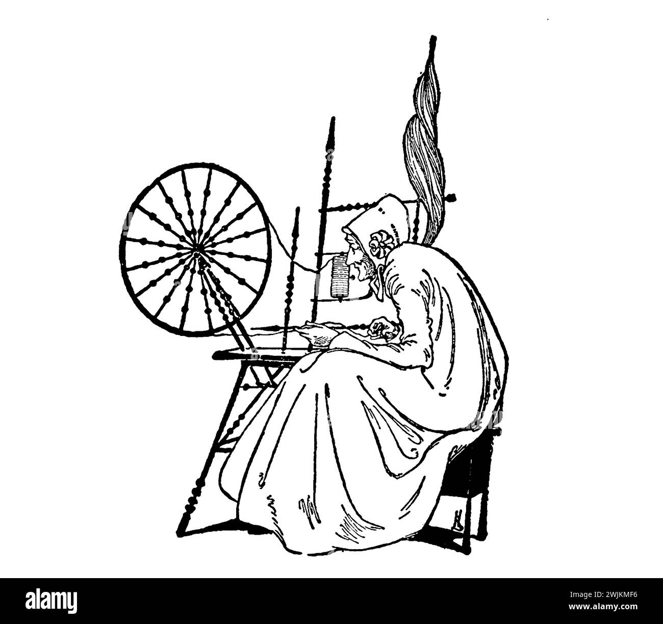The Spinning Wheel the Princess and Curdie ist ein Kinderroman von George MacDonald aus dem Jahr 1883. Das Buch ist die Fortsetzung von The Princess and the Goblin. Das Abenteuer geht weiter mit Prinzessin Irene und Curdie, die ein oder zwei Jahre älter sind. Sie müssen eine Reihe korrupter Minister stürzen, die Irenes Vater, den König, vergiften. Irenes Großmutter taucht ebenfalls wieder auf und schenkt Curdie ein seltsames Geschenk. Ein Monster namens Lina hilft bei seiner Suche. Stockfoto