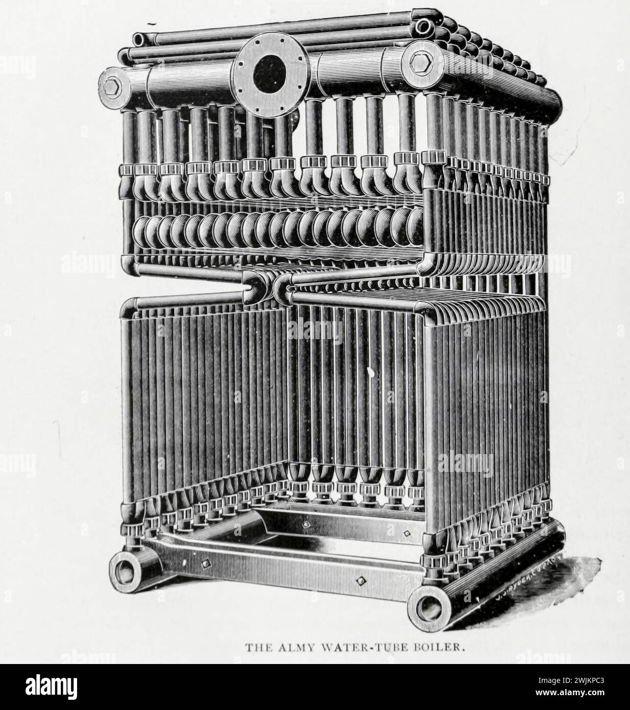 DER ALMY-WASSERROHRKESSEL AUS DEM ARTIKEL DER STATUS DES WASSERROHRKESSELS IN DER AMERIKANISCHEN MARINE. Von Walter M. McFarland. Vom Engineering Magazine gewidmet dem Industrial Progress Band XIV Oktober 1897 bis März 1898 The Engineering Magazine Co Stockfoto