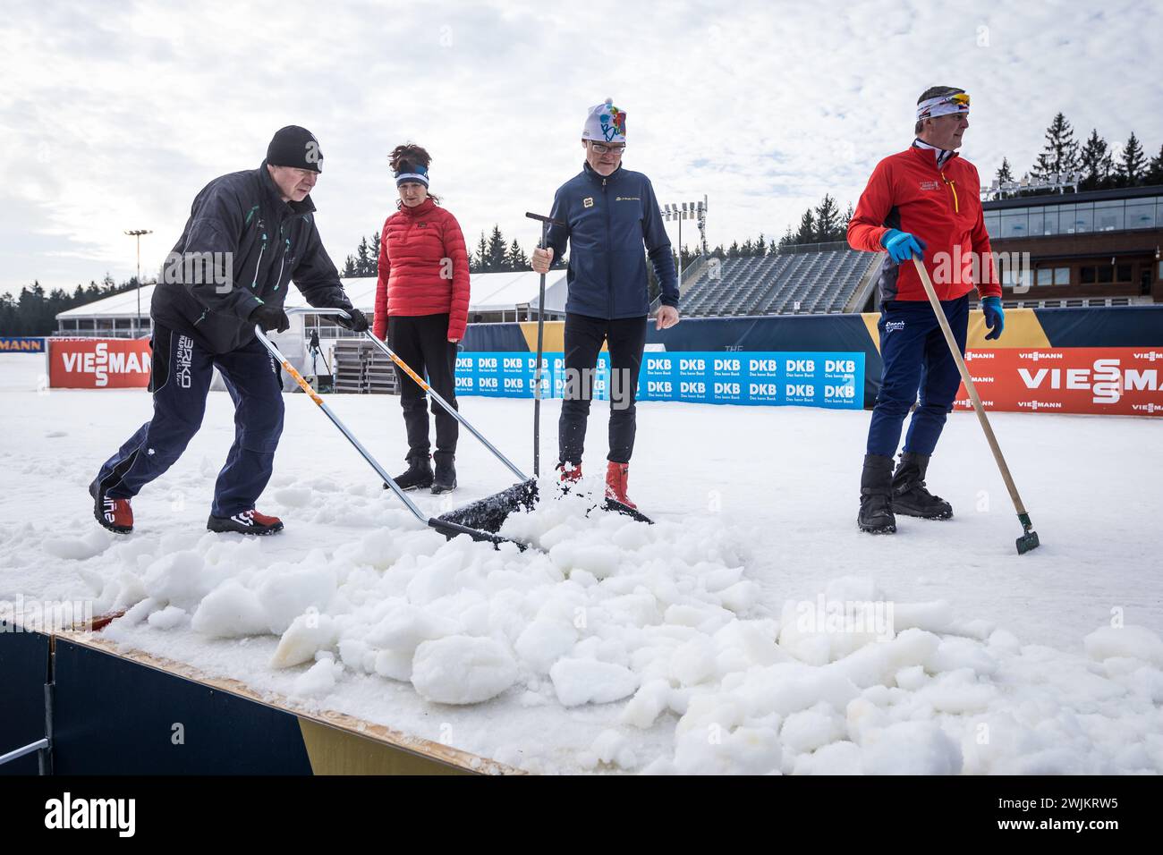 Kursvorbereitungen während des freien Tages der Biathlon-Weltmeisterschaften 2024, in Nove Mesto na Morave, Bezirk Zdar, Region Vysocina, Tschechische Republik, 16. Februar, 2024. (CTK-Foto/Jaroslav Svoboda) Stockfoto