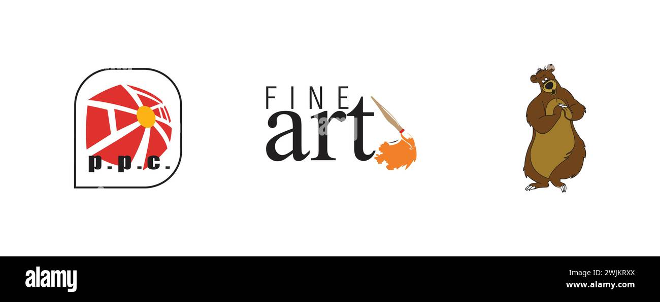 Graz, Fine Art delhi, Balou. Beliebteste Logokollektion für Kunst und Design. Stock Vektor