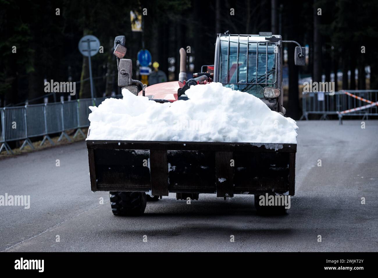 Kursvorbereitungen während des freien Tages der Biathlon-Weltmeisterschaften 2024, in Nove Mesto na Morave, Bezirk Zdar, Region Vysocina, Tschechische Republik, 16. Februar, 2024. (CTK-Foto/Jaroslav Svoboda) Stockfoto