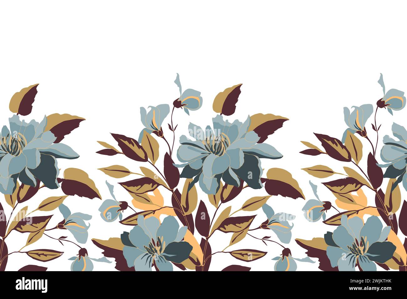 Vektor-florales nahtloses Muster, Rand mit Blumen Stock Vektor