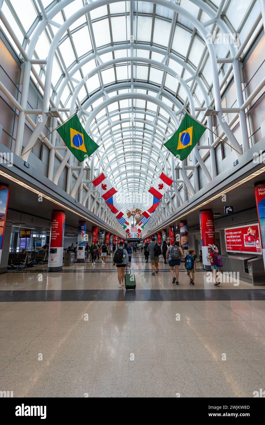 Chicago O'Hare International Airport Hall of Flags Stockfoto