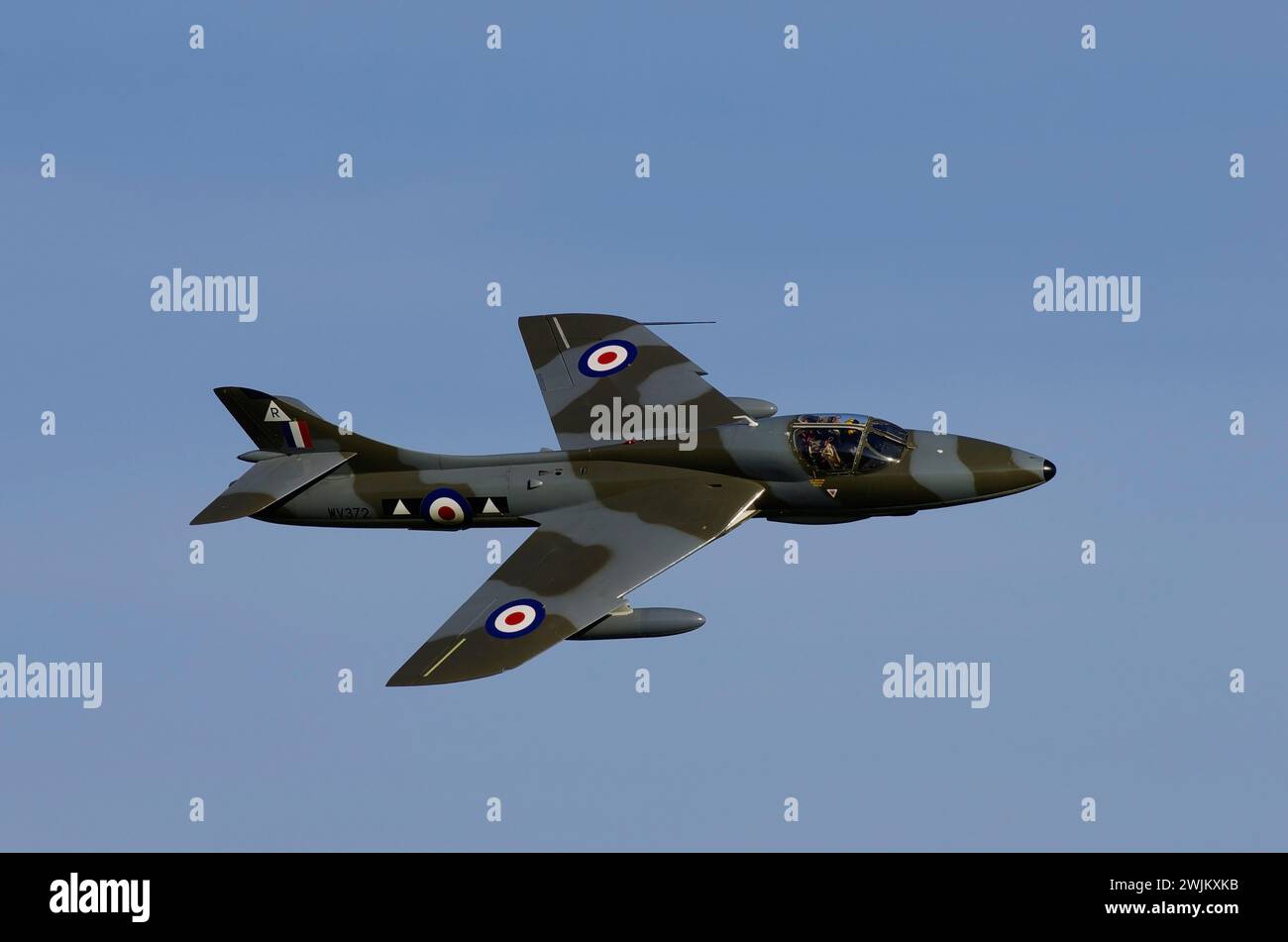 Hawker Hunter, T7, G-BAXFI, WV372, Shoreham, Air Display, West Sussex, England, Vereinigtes Königreich, Stockfoto