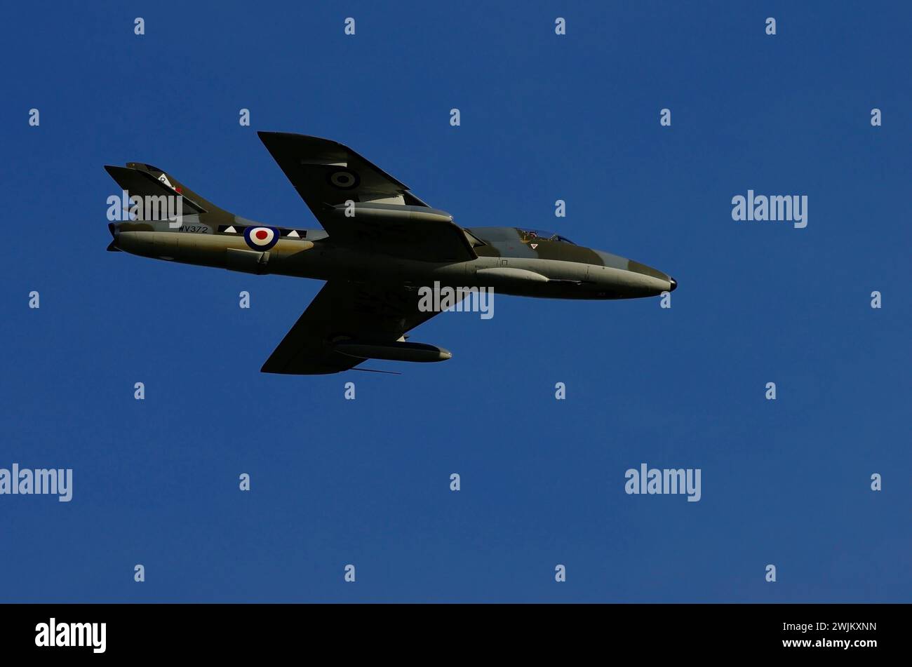 Hawker Hunter, T7, G-BAXFI, WV372, Shoreham, Air Display, West Sussex, England, Vereinigtes Königreich, Stockfoto