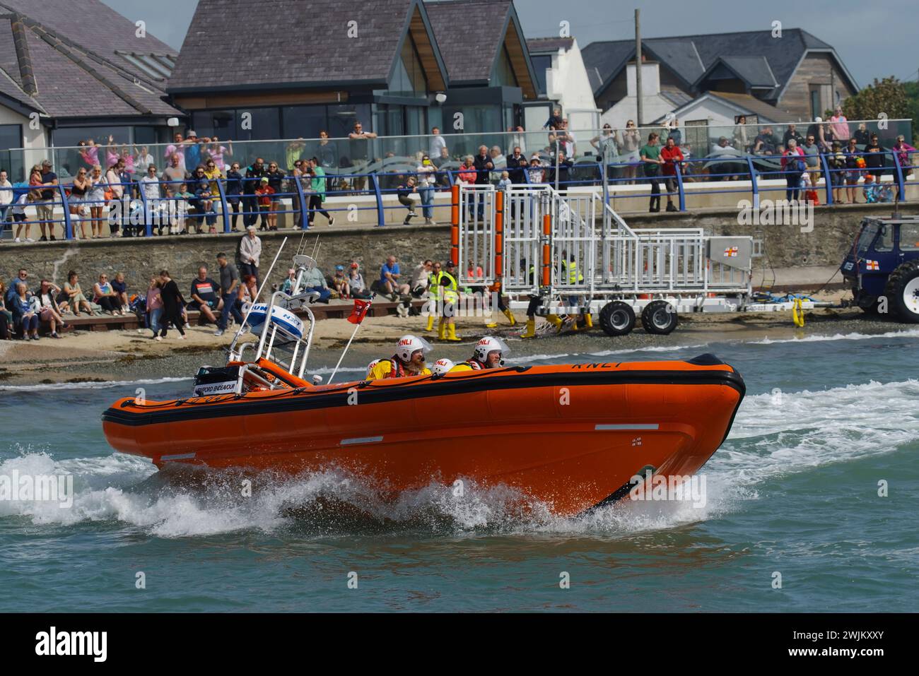 Trearddur Bay, Lifeboat, Anglesey, North Wales, Vereinigtes Königreich. Stockfoto