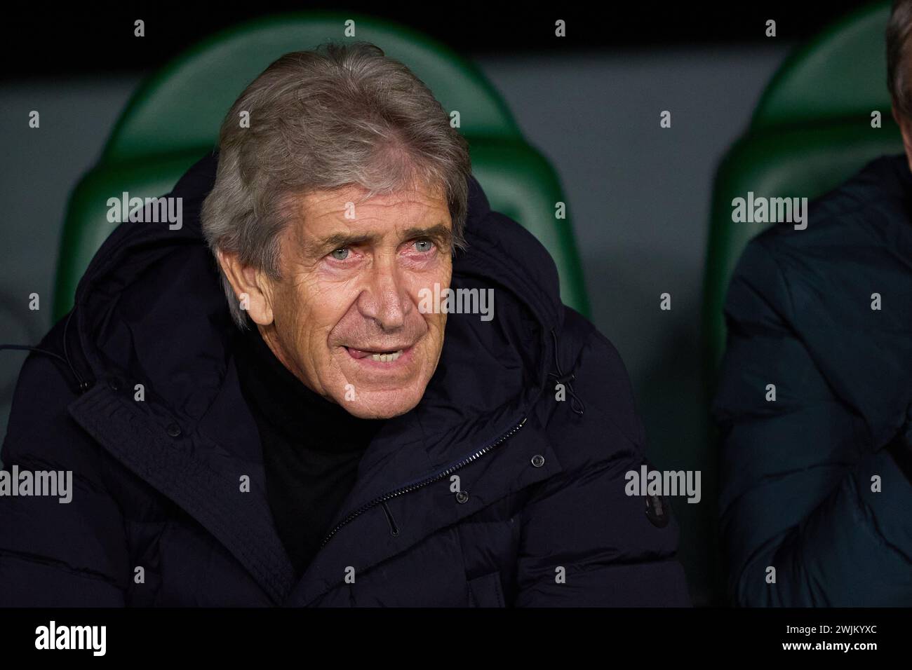 Sevilla, Spanien. Februar 2024. Cheftrainer Manuel Pellegrini von Real Betis, der beim Spiel der UEFA Conference League zwischen Real Betis und Dinamo Zagreb im Estadio Benito Villamarin in Sevilla zu sehen war. (Foto: Gonzales Photo/Alamy Live News Stockfoto