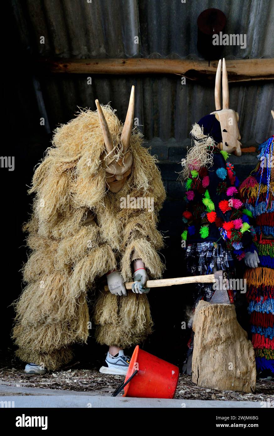 Careto von Lazarim (Lamego) in Vibo Maske von Vilariño de Conso, Ourense, Spanien Stockfoto