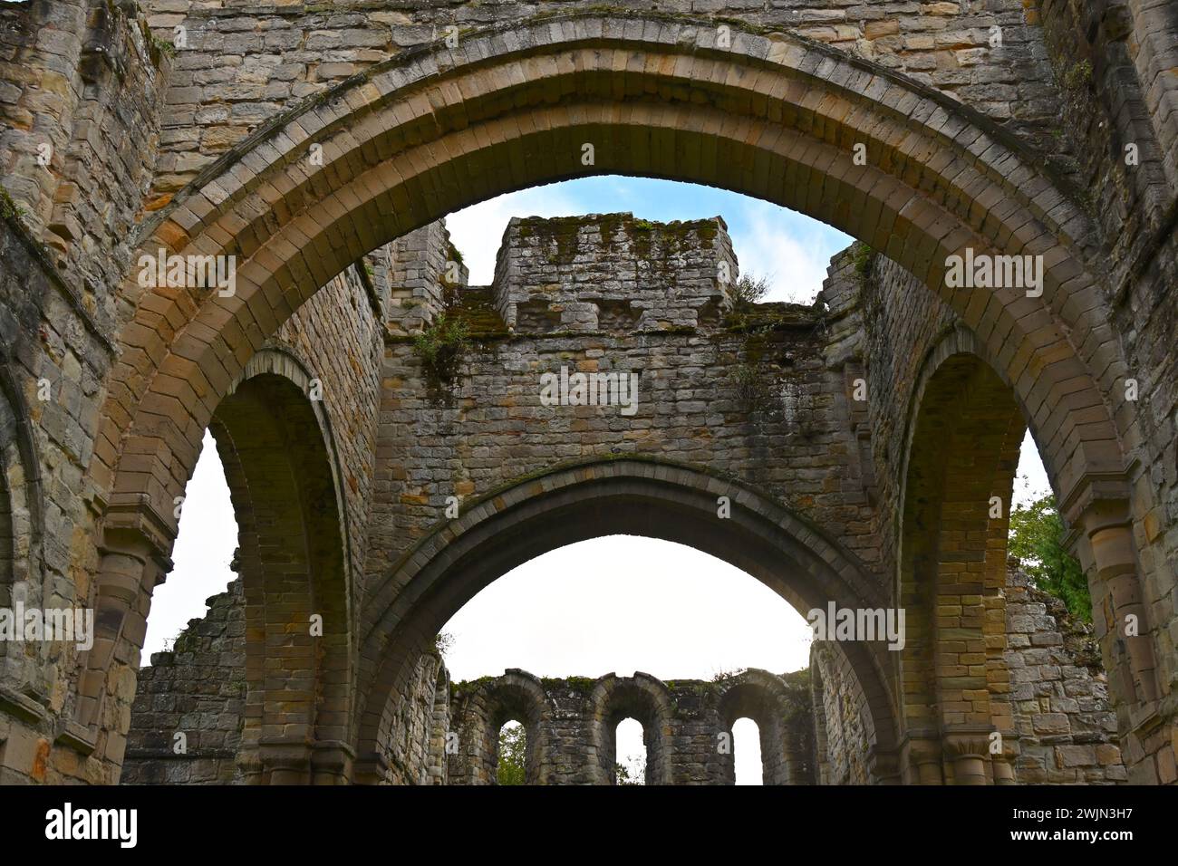 Ruinen des Zisterzienserklosters Buildwas Abbey, Shropshire Großbritannien September Stockfoto