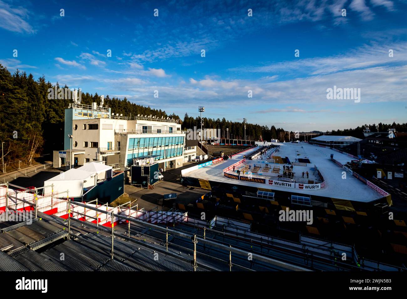 Vysocina Arena, Biathlon-Weltmeisterschaft 2024, in Nove Mesto na Morave, Bezirk Zdar, Region Vysocina, Tschechische Republik, 16. Februar, 2024. (CTK-Foto/Jaroslav Svoboda) Stockfoto