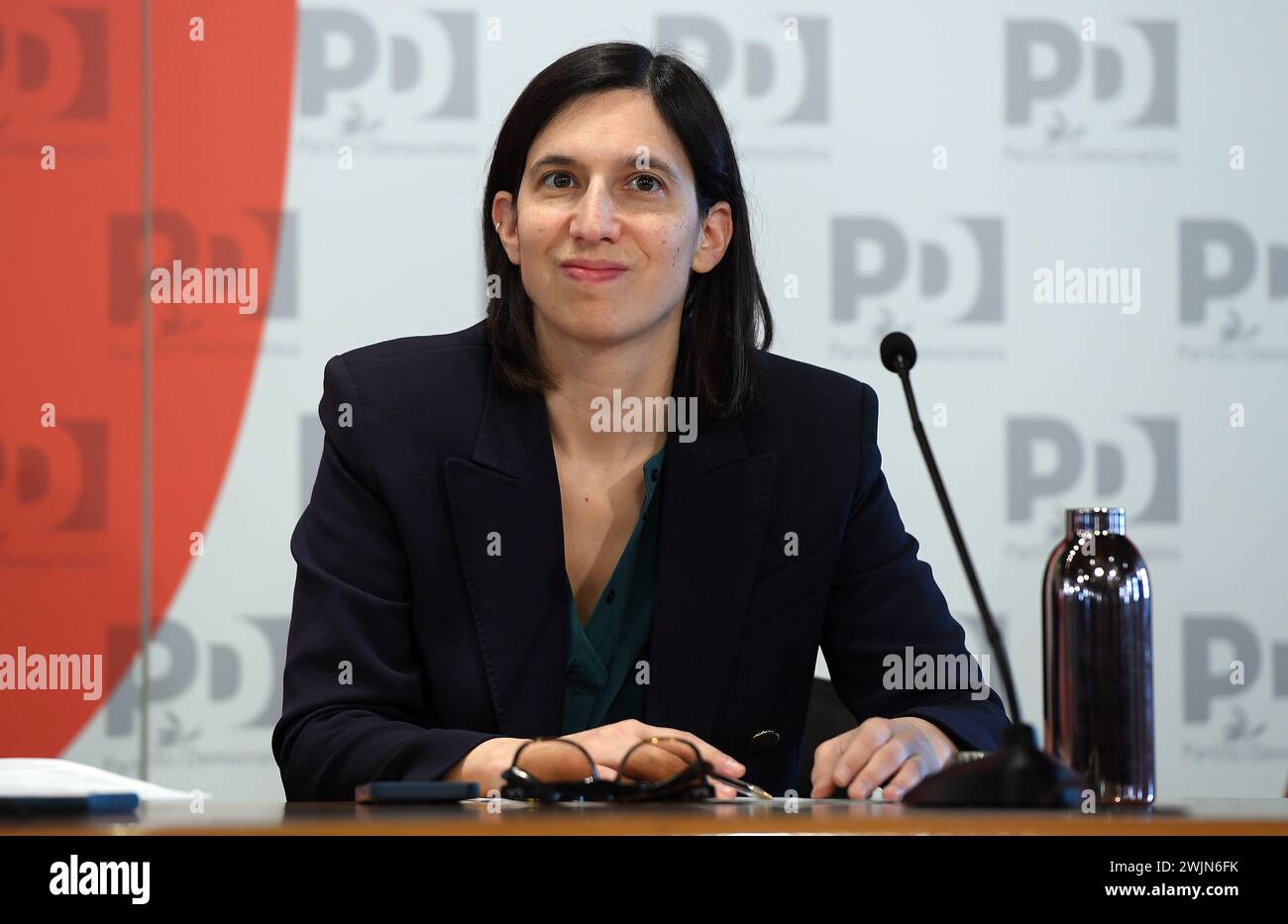Italien, Rom, 16. Februar 2024: Elly Schlein, Sekretärin der Demokratischen Partei, während der Konferenz über die Zukunft der Landwirtschaft Foto © Fabio Cimaglia/Sintesi/Alamy Live News Stockfoto