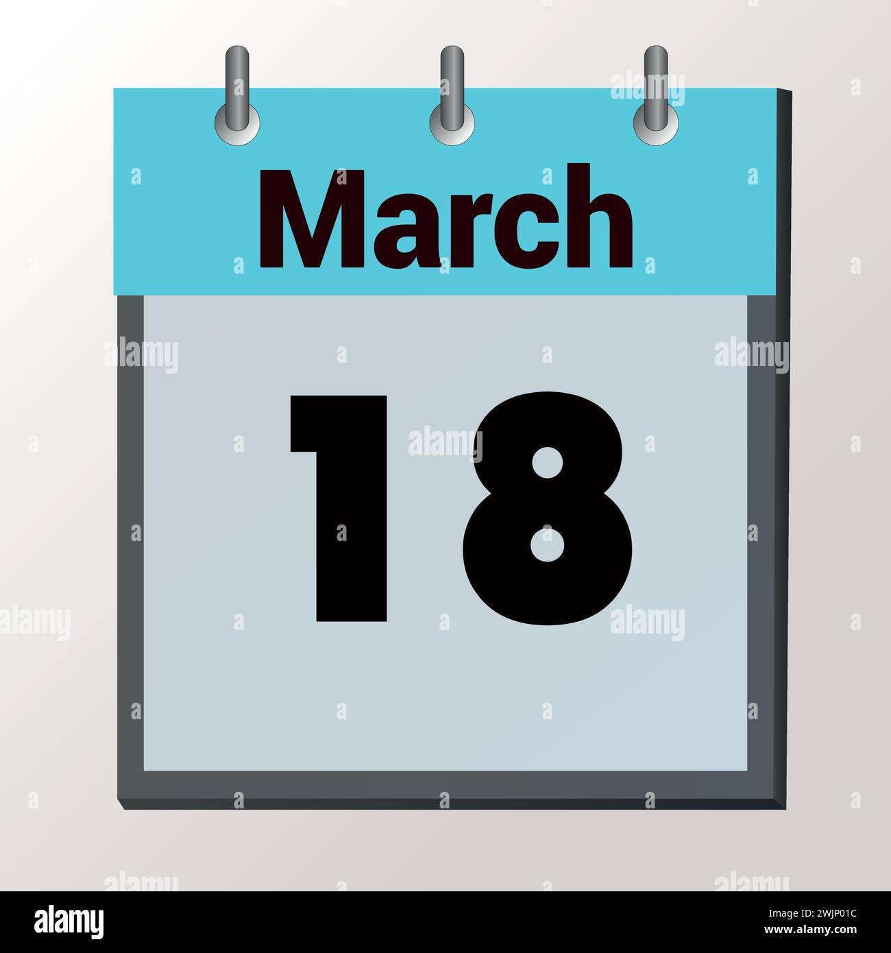 Tag im Kalender, Vektorbildformat, 18. März Stock Vektor