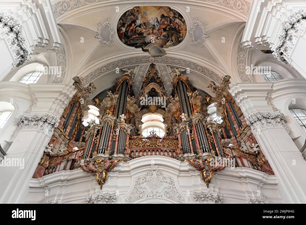 Gabler-Orgel, größte Barockorgel Europas, St. Martin-Basilika in Weingarten, Landkreis Ravensburg, Baden-Württemberg, Deutschland Stockfoto