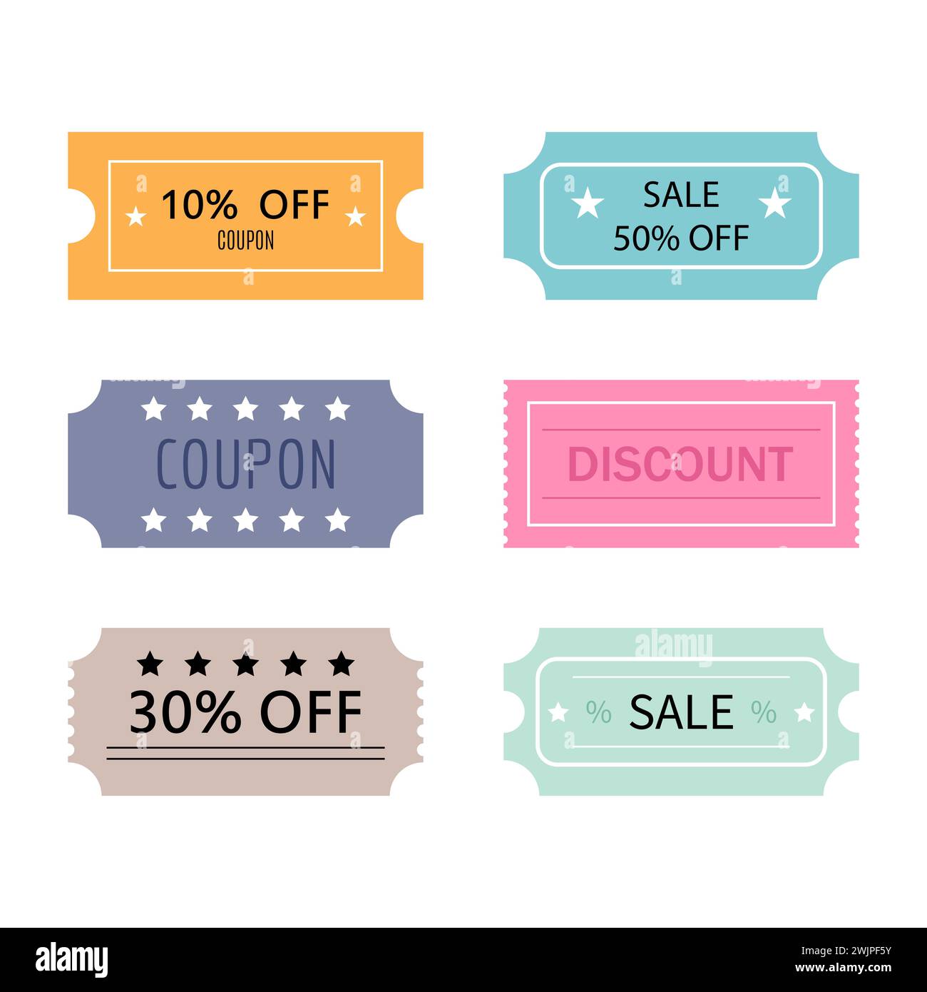 Set von Tickets und Coupons-Vorlagen. Verkauf, Rabatt, Coupons mit Rüschen. Vektorabbildung Stock Vektor
