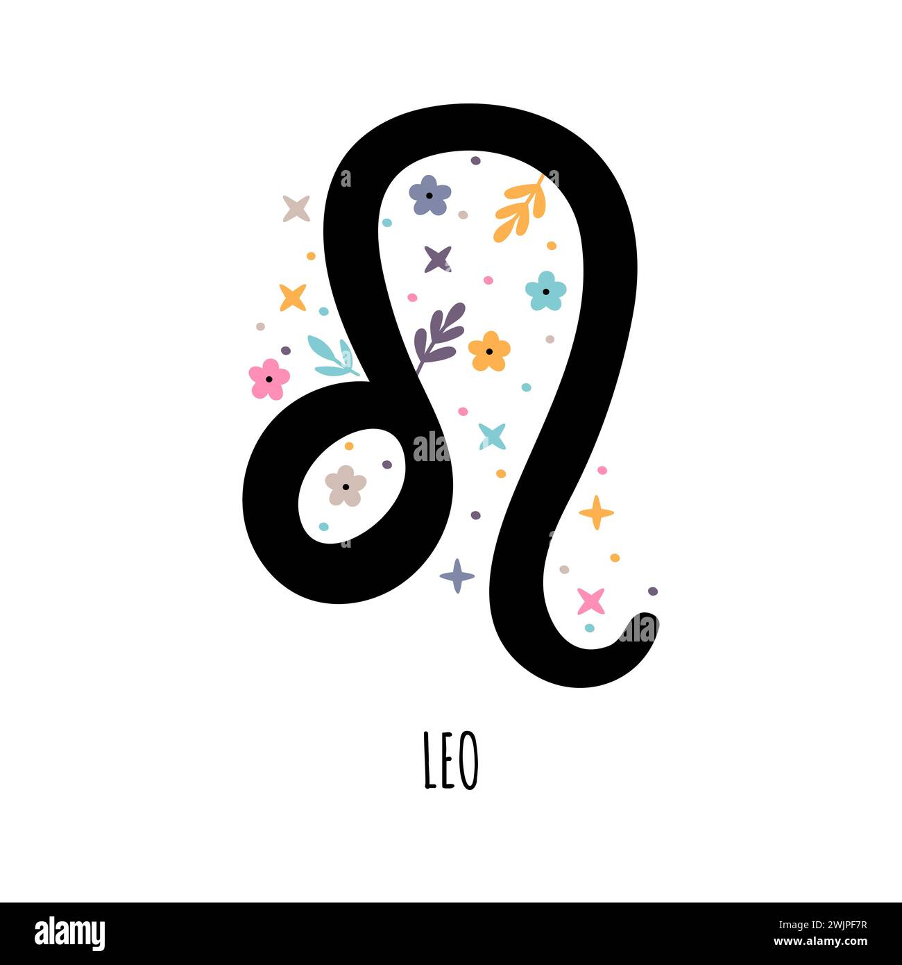 Leo. Sternzeichen. Astrologische Horoskop-Zeichen auf weißem Hintergrund. Stilisiertes Symbol. Vektorabbildung Stock Vektor