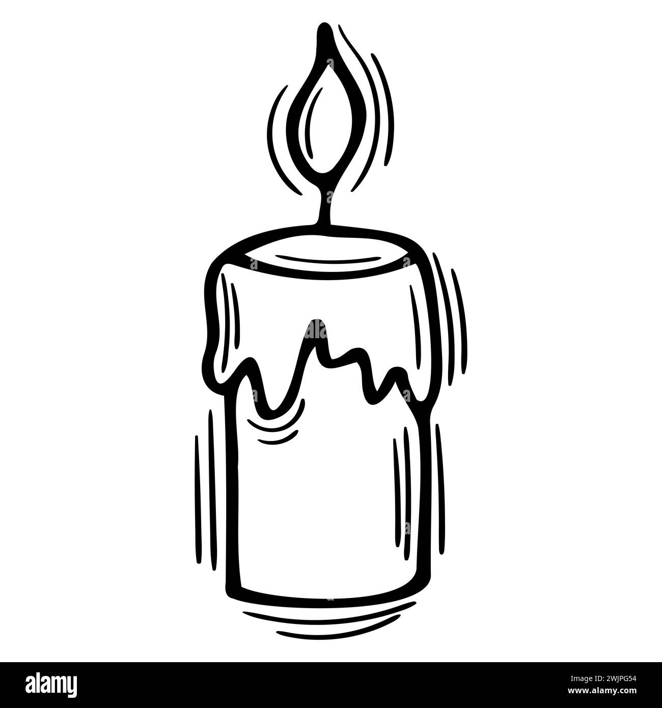 Handgezeichnete Kerze. Magisches Element. Symbol des Esoterismus, Mystik, Hexerei. Magischer Vibe. Vektorabbildung Stock Vektor
