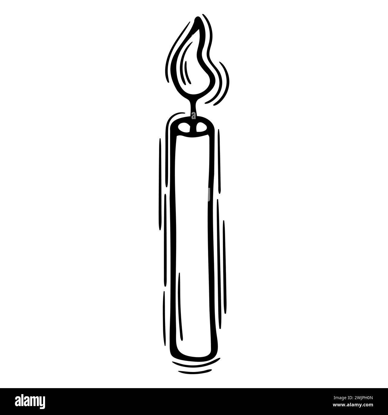 Handgezeichnete Kerze. Magisches Element. Magischer Vibe. Symbol des Esoterismus, Mystik, Hexerei. Vektorabbildung Stock Vektor