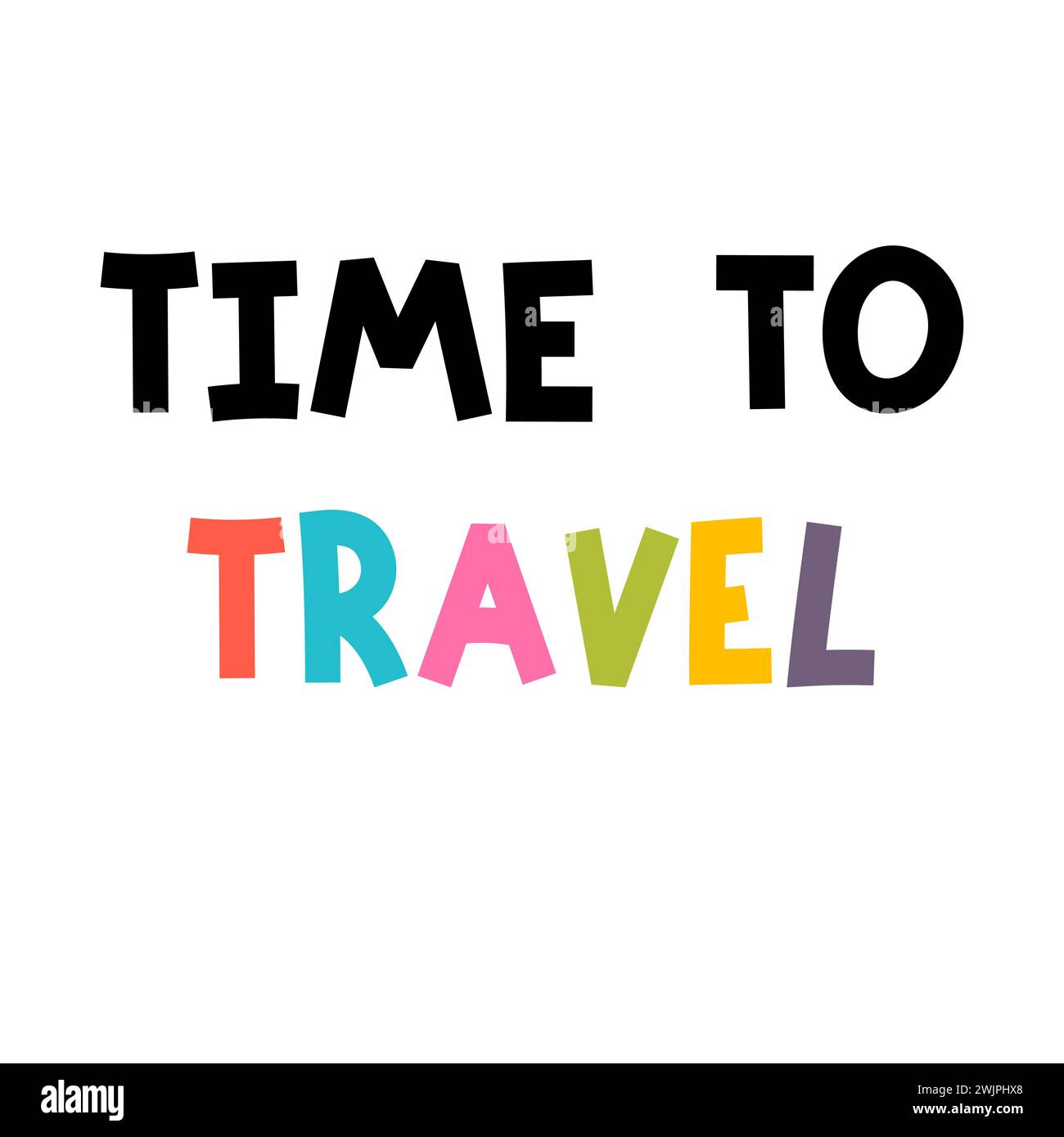 Reisezeit. Handgezeichneter Schriftzug. Motivationsphrase. Design für Poster, Banner, Postkarte. Vektorabbildung Stock Vektor