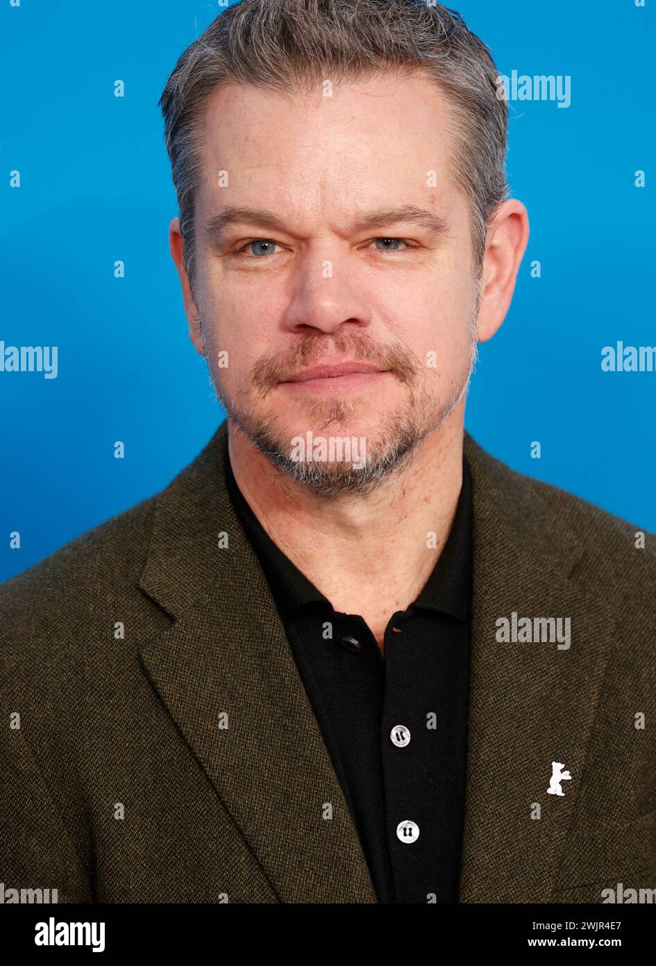 Matt Damon posiert beim Fotoaufruf von „Small Things Like These“ während des 74. Internationalen Filmfestivals Berlinale am 15. Februar 2024 im Hotel Grand Hyatt in Berlin. Stockfoto