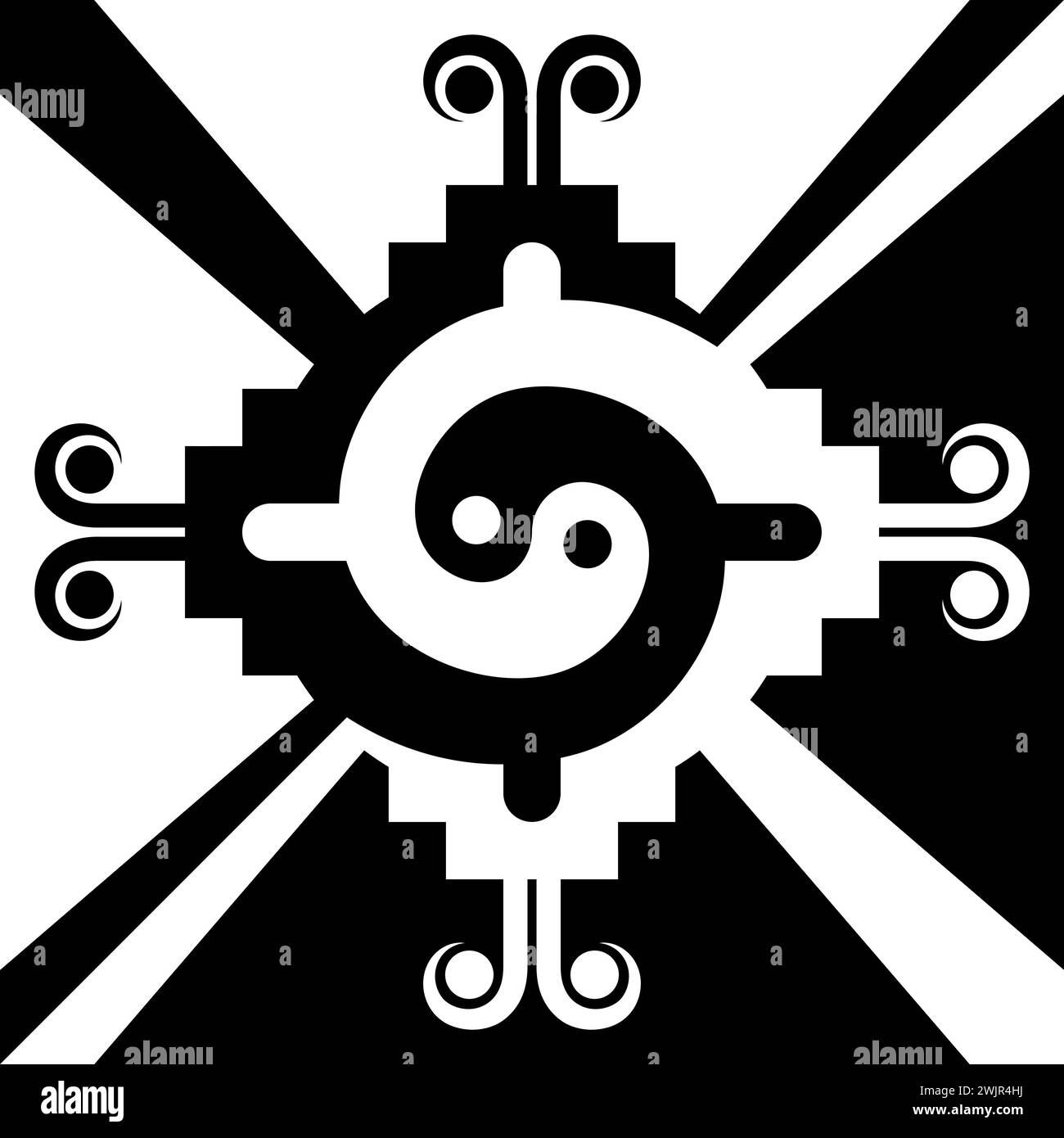 Vektor-Design des aztekischen Zivilisation Stammessymbol, mexikanische indigene geometrische Muster Design Stock Vektor