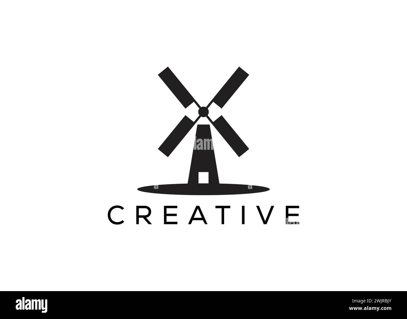 Minimalistische und moderne Windmühle Logo Design Vektorvorlage Stock Vektor
