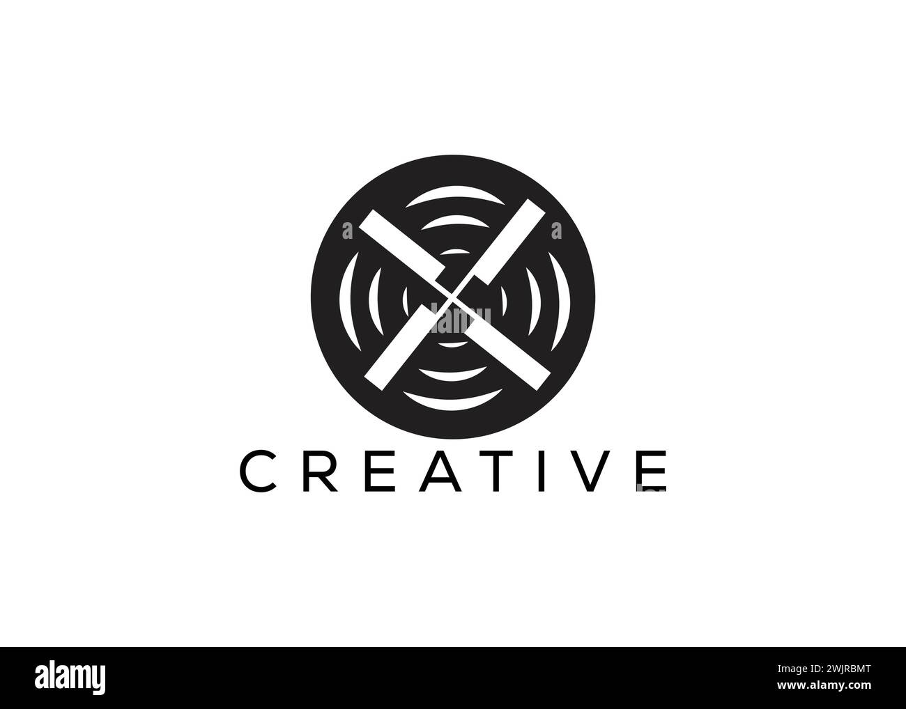 Minimalistische und moderne Windmühle Telekommunikation Logo Design Vektorvorlage Stock Vektor