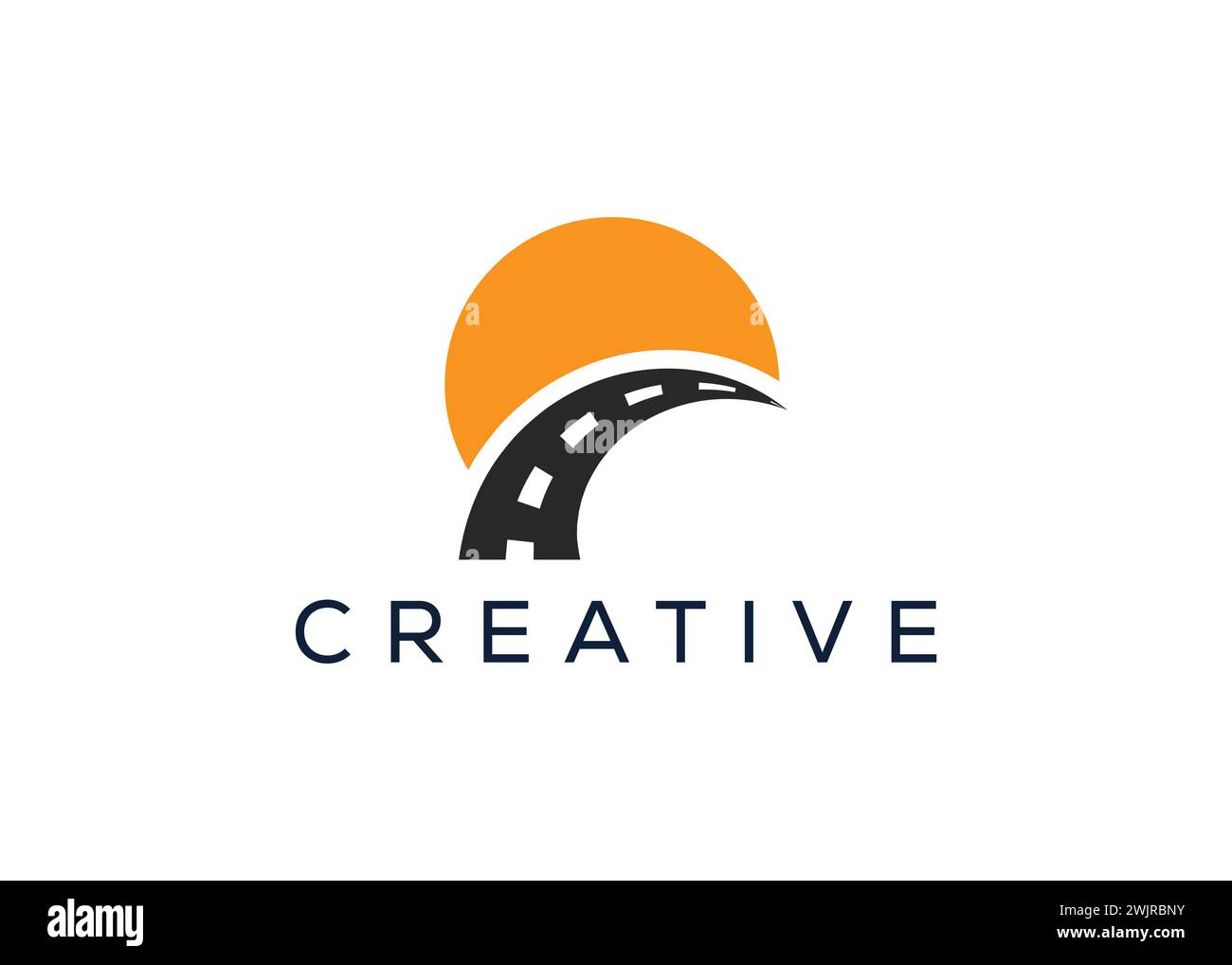 Minimalistische Design-Vorlage für Straßen- und Sonnenvektorlogo. Kreatives Modern Sun Road Logo Stock Vektor