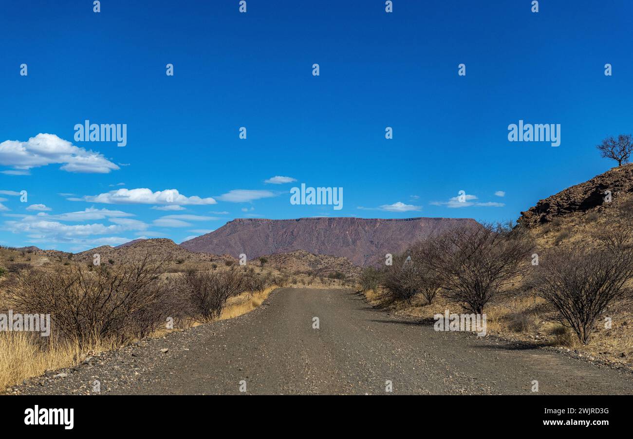 Blick auf das Gamsberg-Massiv, Khomas, Namibia Stockfoto