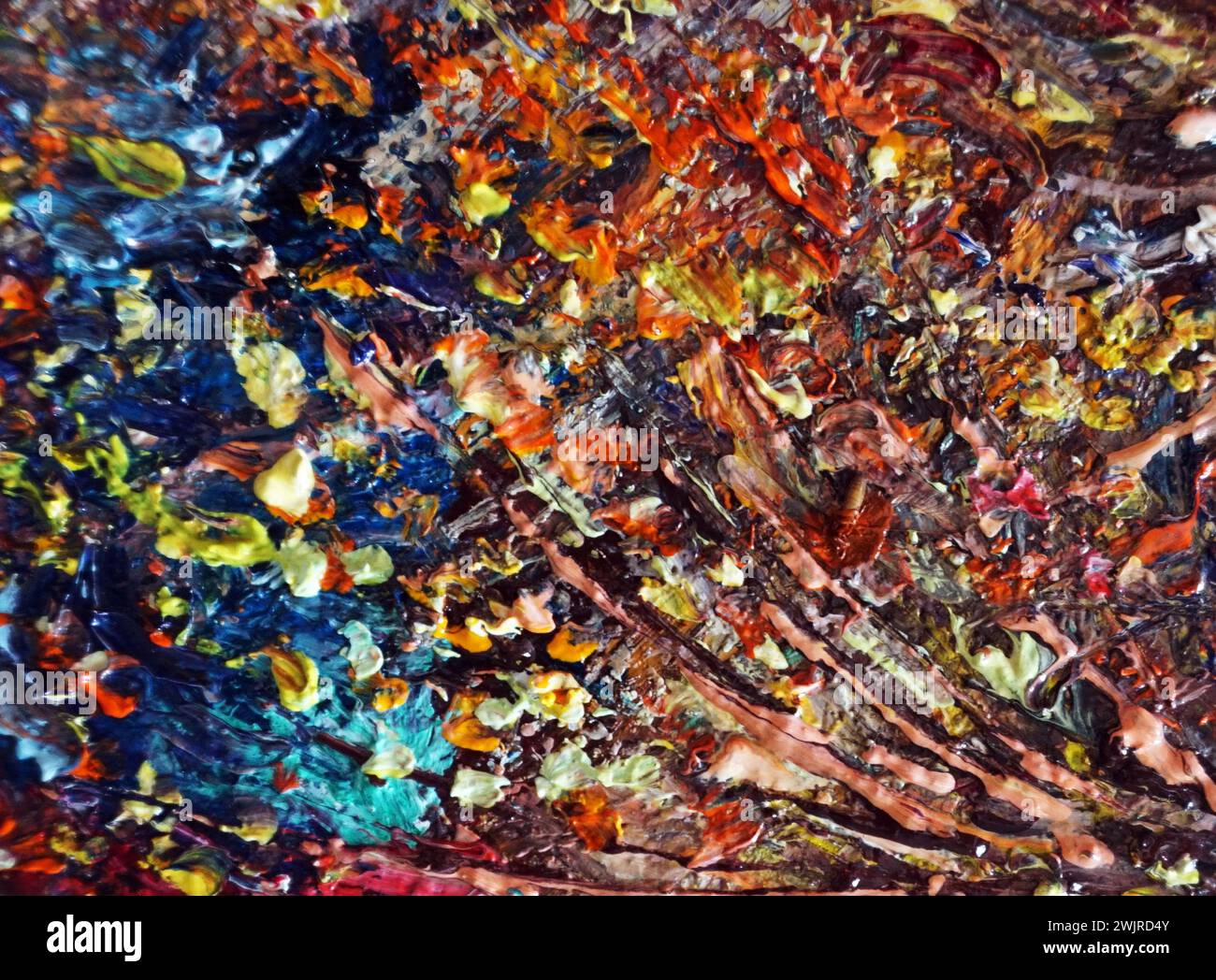 Pinselstrich Original Ölgemälde abstrakter Expressionismus Hintergrund für Design Stockfoto