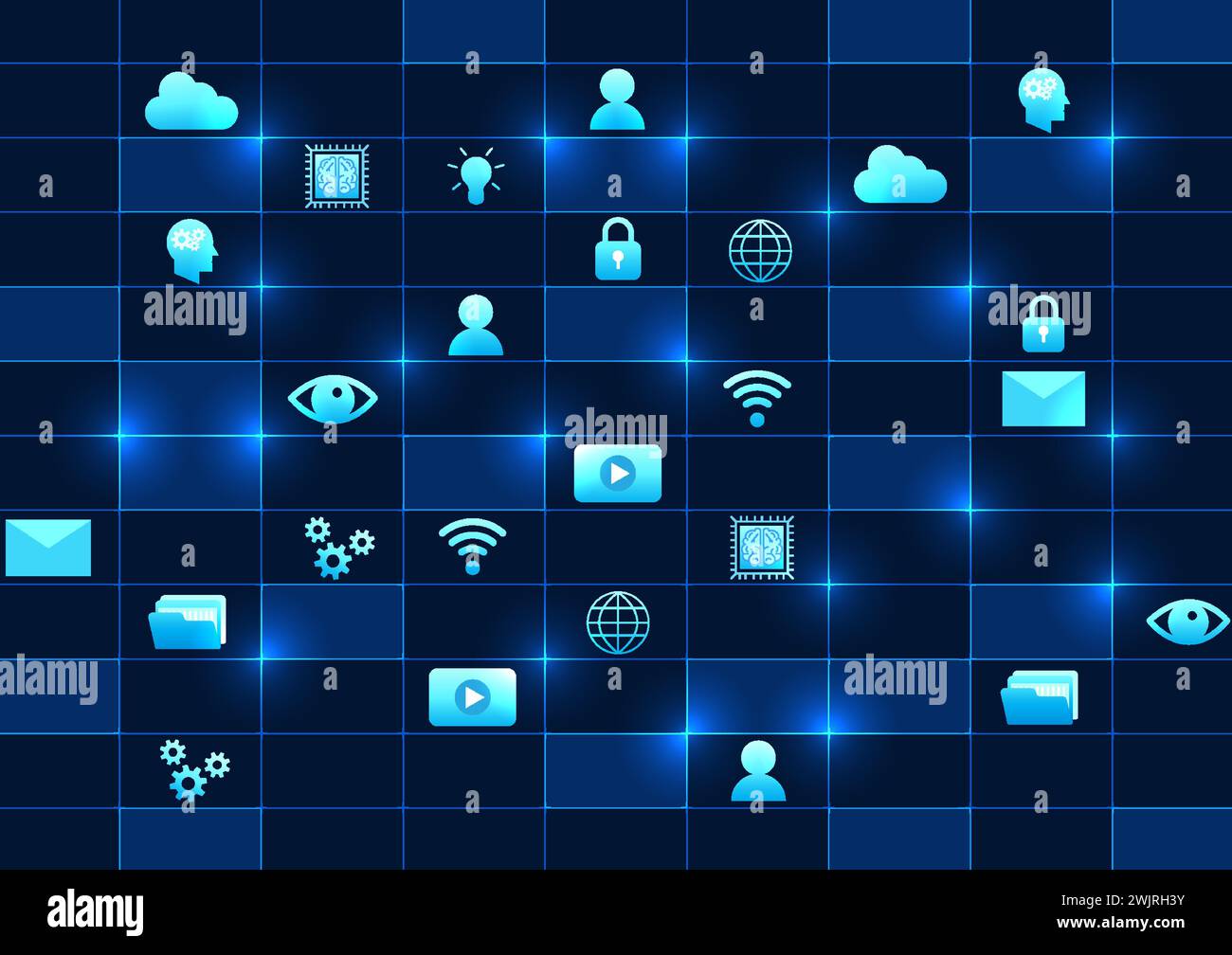 Abstrakte Technologie Hintergrund Tabelle mit Technologiesymbolen das Technologiekonzept wurde entwickelt, um den Anforderungen der Benutzer in Bezug auf W zu entsprechen Stock Vektor