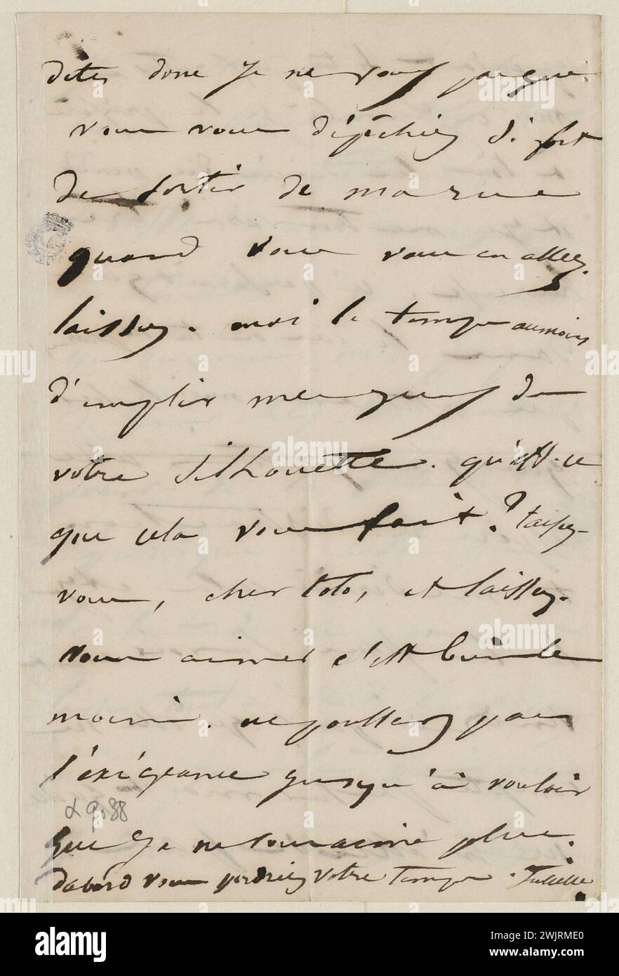 Juliette Drouet an Victor Hugo; April 30 Montagmorgen 8.00 Uhr [1849]; Victor Hugo House – Paris Autograph Letter Stockfoto