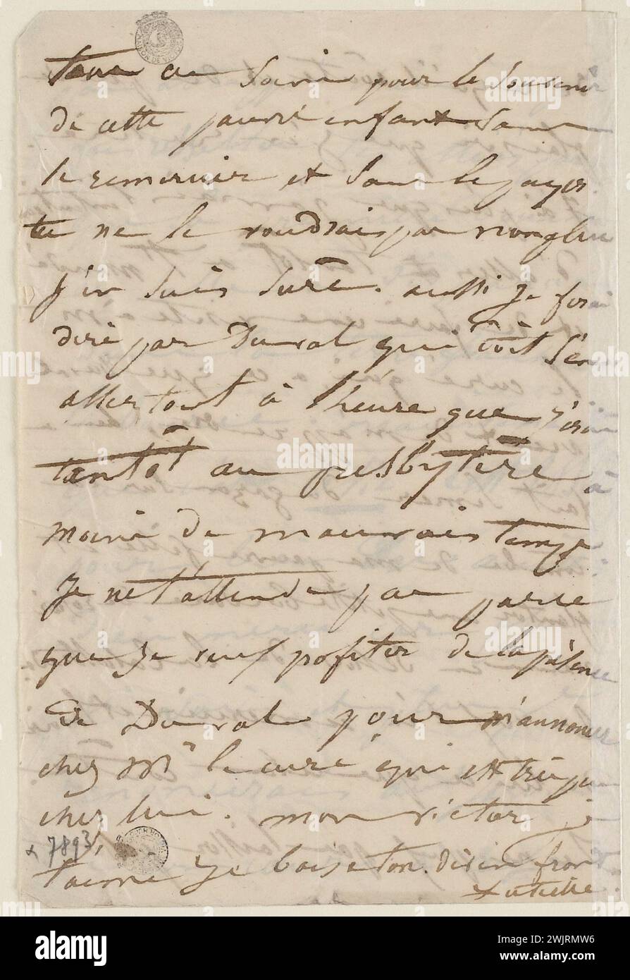 Juliette Drouet an Victor Hugo; April 30 Freitagmorgen 7:30 Uhr [1847]; Victor Hugo House – Paris Autograph Letter Stockfoto